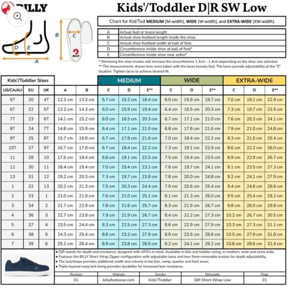 Billy Footwear Navy DR Short Wrap Low II Toddler Size 7 XW Extra Wide NEW [jb] - Picture 5 of 13